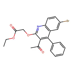 Ethyl [(3-acetyl-6-bromo-4-phenylquinolin-2-yl)oxy]acetate structure