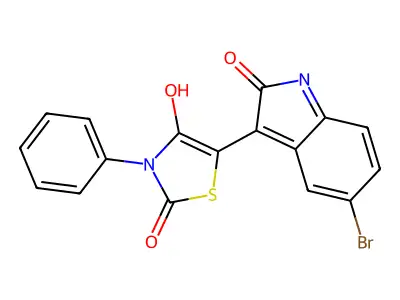 5-(5-Bromo-2-oxo-1,2-dihydro-indol-3-ylidene)-3-phenyl-thiazolidine-2,4-dione structure
