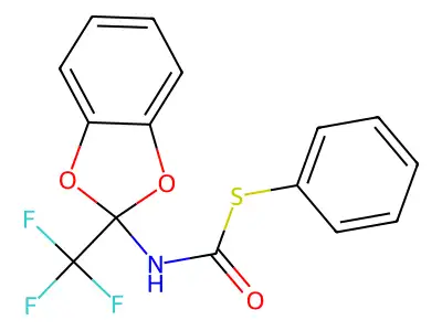 S-phenyl N-[2-(trifluoromethyl)-1,3-benzodioxol-2-yl]carbamothioate structure