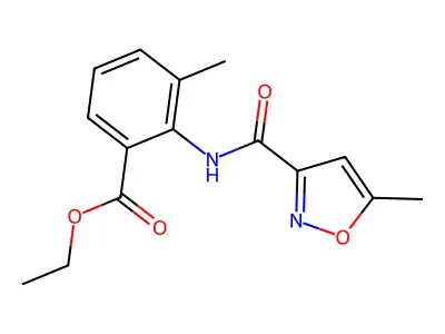 Benzoic acid, 3-methyl-2-(((5-methyl-3-isoxazolyl)carbonyl)amino)-, ethyl ester structure