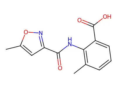 Benzoic acid, 3-methyl-2-(((5-methyl-3-isoxazolyl)carbonyl)amino)- structure