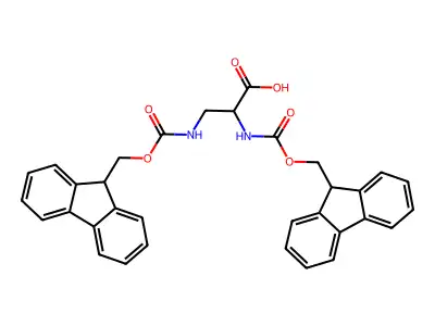 2,3-bis(9H-fluoren-9-ylmethoxycarbonylamino)propanoic Acid structure