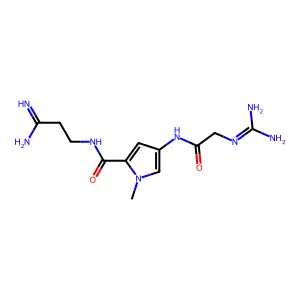 N-(3-amino-3-iminopropyl)-4-[[2-(diaminomethylideneamino)acetyl]amino]-1-methylpyrrole-2-carboxamide structure