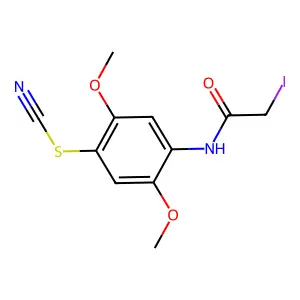 Thiocyanic acid, 2,5-dimethoxy-4-(2-iodoacetamido)phenyl ester structure