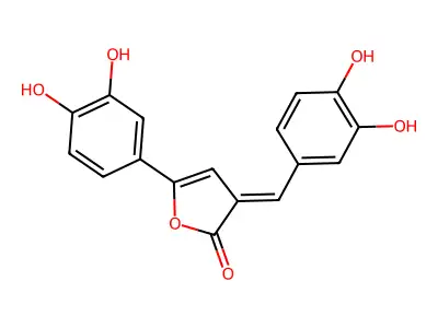 (3E)-3-(3,4-dihydroxybenzylidene)-5-(3,4-dihydroxyphenyl)furan-2(3H)-one structure