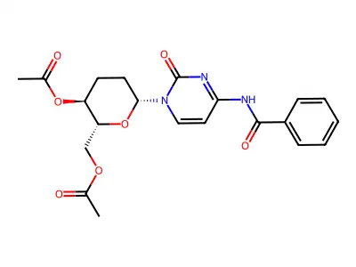 [3-acetyloxy-6-(4-benzamido-2-oxopyrimidin-1-yl)oxan-2-yl]methyl acetate structure