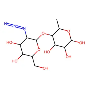 2-Azido-2-deoxymannopyranosyl-(1,4)-rhamnopyranose structure