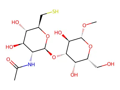Methyl 3-O-(2-acetamido-2-deoxy-6-thioglucopyranosyl)galactopyranoside structure