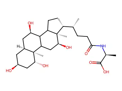 N-(1,3,7,12-tetrahydroxycholan-24-oyl)-2-aminopropionic acid structure