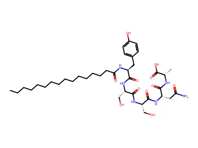 N-Palmitoyl-tyrosyl-seryl-seryl-asparaginyl-alanine structure