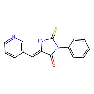 (5E)-2-mercapto-3-phenyl-5-(pyridin-3-ylmethylene)-3,5-dihydro-4H-imidazol-4-one structure