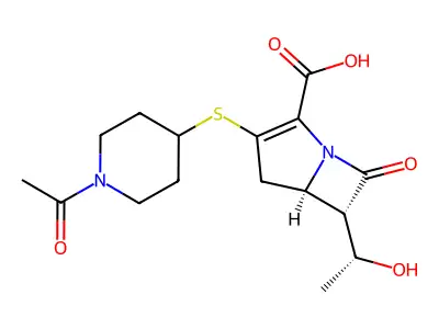 1-Azabicyclo(3.2.0)hept-2-ene-2-carboxylic acid, 3-((1-acetyl-4-piperidinyl)thio)-6-(1-hydroxyethyl)-7-oxo-, (5R-(5-alpha,6-alpha(R*)))- structure