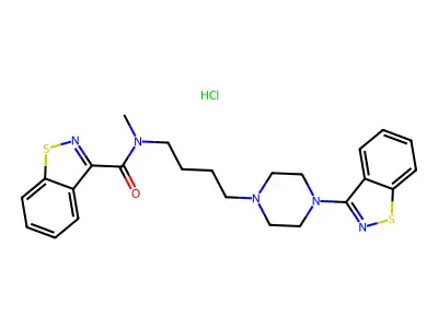 1,2-Benzisothiazole-3-carboxamide, N-(4-(4-(1,2-benzisothiazol-3-yl)-1-piperazinyl)butyl)-N-methyl-, monohydrochloride structure