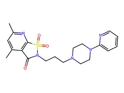 Isothiazolo(5,4-b)pyridin-3(2H)-one, 4,6-dimethyl-2-(3-(4-(2-pyridinyl)-1-piperazinyl)propyl)-, 1,1-dioxide structure