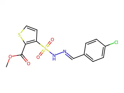 Methyl 3-[[(4-chlorophenyl)methylideneamino]sulfamoyl]thiophene-2-carboxylate structure