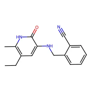 Benzonitrile, 2-(((5-ethyl-1,2-dihydro-6-methyl-2-oxo-3-pyridinyl)amino)methyl)- structure