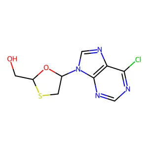 1,3-Oxathiolane-2-methanol, 5-(6-chloro-9H-purin-9-yl)-, (2R-cis)- structure