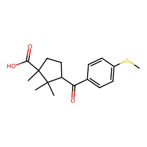 1,2,2-Trimethyl-3-(4-(methylthio)benzoyl)-cyclopentanecarboxylic acid structure