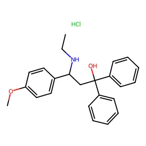 Benzhydrol, alpha-(2-(4-anisyl)-2-(ethylamino)ethyl)-, hydrochloride structure