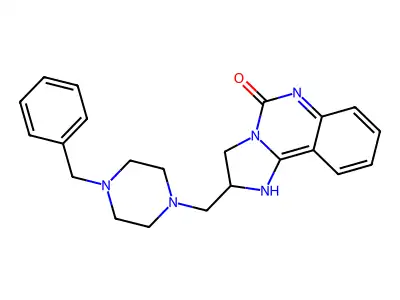 2-[(4-benzylpiperazino)methyl]-2,6-dihydroimidazo[1,2-c]quinazolin-5(3H)-one structure