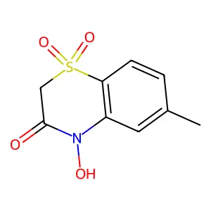4-Hydroxy-6-methyl-2H-1,4-benzothiazin-3(4H)-one 1,1-dioxide structure