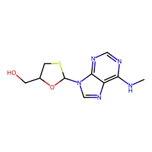 (2R,5R)-N6-Methyl-9-(2-(hydroxymethyl)-1,3-oxathiolan-5-yl)adenine structure