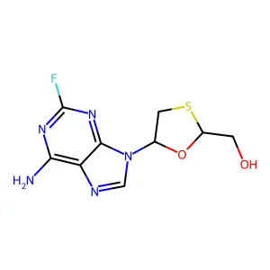1,3-Oxathiolane-2-methanol, 5-(6-amino-2-fluoro-9H-purin-9-yl)-, (2R-trans)- structure