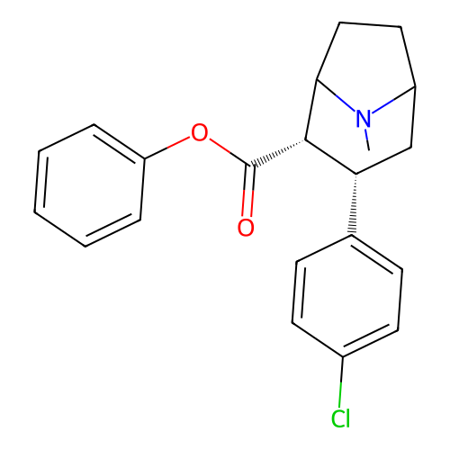 Phenyl (2S,3S)-3-(4-chlorophenyl)-8-methyl-8-azabicyclo[3.2.1]octane-2-carboxylate structure