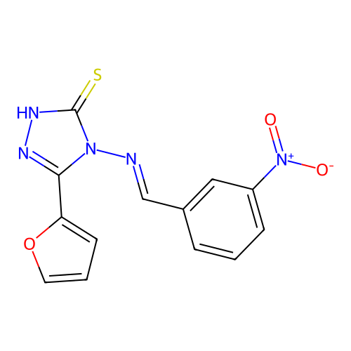 3-(furan-2-yl)-4-[(E)-(3-nitrophenyl)methylideneamino]-1H-1,2,4-triazole-5-thione structure