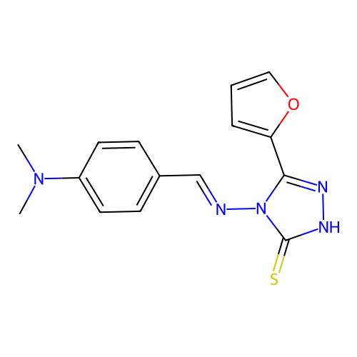 4-((4-(Dimethylamino)benzylidene)amino)-5-(2-furyl)-4H-1,2,4-triazole-3-thiol structure
