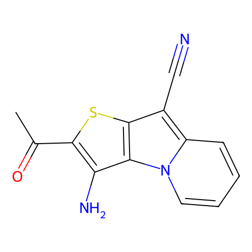 2-Acetyl-1-aminothieno[2,3-b]indolizine-4-carbonitrile structure
