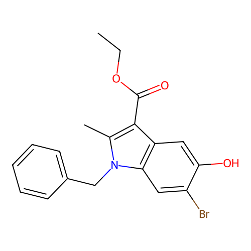 ethyl 1-benzyl-6-bromo-5-hydroxy-2-methyl-1H-indole-3-carboxylate structure