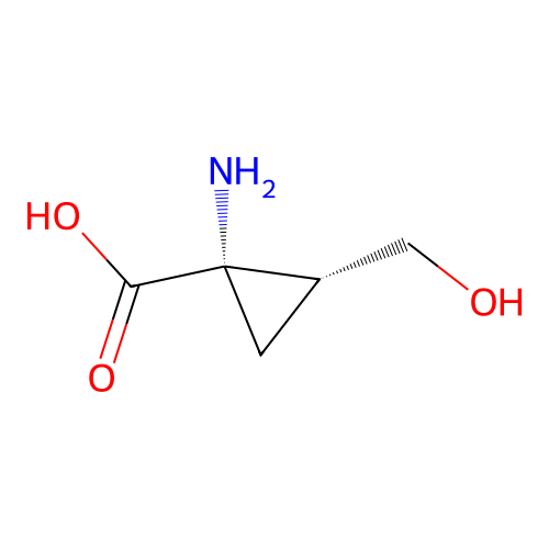 (1S,2R)-1-amino-2-(hydroxymethyl)cyclopropane-1-carboxylic acid structure