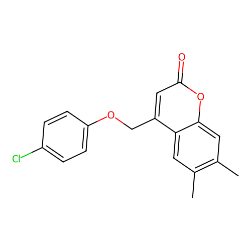 4-[(4-Chlorophenoxy)methyl]-6,7-dimethyl-2H-1-benzopyran-2-one structure