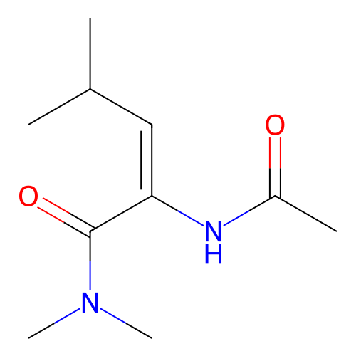 Acetyl-N-dimethyl-alpha,beta-dehydroleucinamide structure