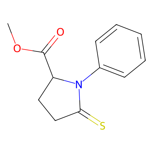 Methyl 1-phenyl-5-sulfanylideneprolinate structure