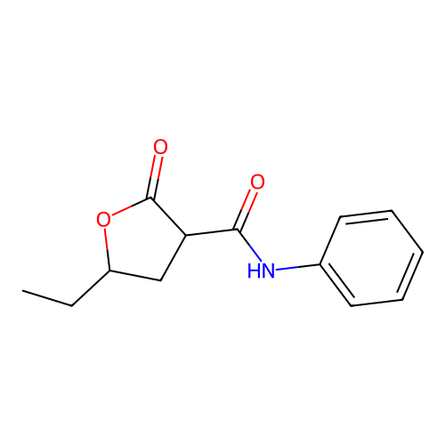 5-ethyl-2-oxo-N-phenyltetrahydro-3-furancarboxamide structure