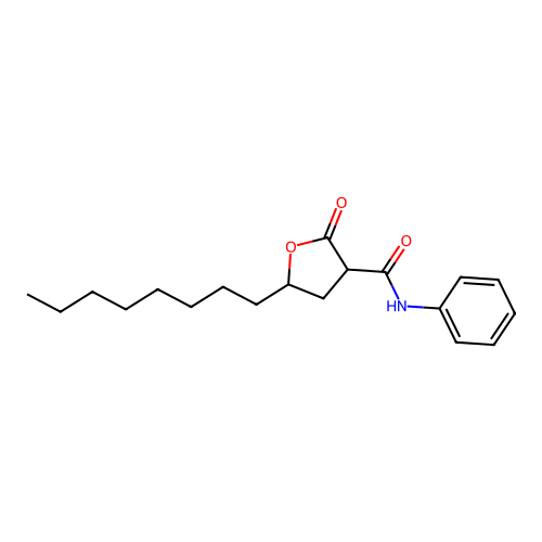 5-octyl-2-oxo-N-phenyltetrahydro-3-furancarboxamide structure