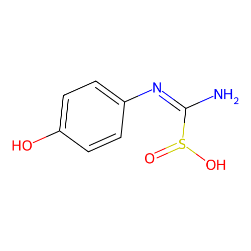(4-Hydroxyanilino)(imino)methanesulfinic acid structure