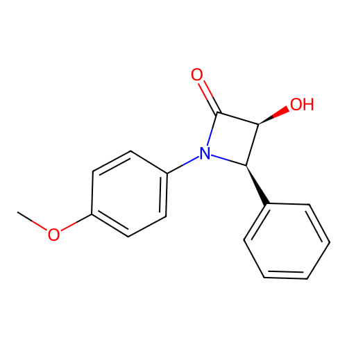 (3S,4R)-3-hydroxy-1-(4-methoxyphenyl)-4-phenylazetidin-2-one structure