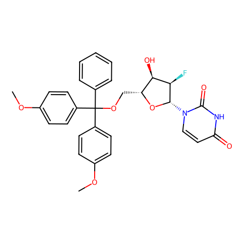 5'-O-(Bis(4-methoxyphenyl)(phenyl)methyl)-2'-deoxy-2'-fluorouridine structure