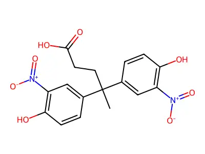 4,4-Bis-(4-hydroxy-3-nitrophenyl)-valeric acid structure