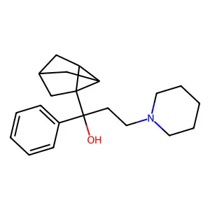 1-Hydroxy-1-phenyl-1-(tricyclo[2,2,1,0(2,6)]hept-2-yl)-3-piperidinopropane structure
