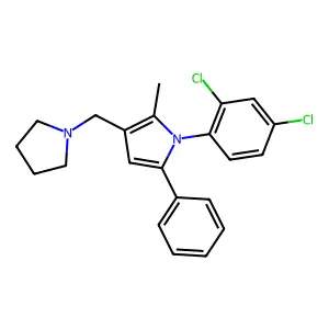 1H-Pyrrole, 1-(2,4-dichlorophenyl)-2-methyl-5-phenyl-3-(1-pyrrolidinylmethyl)- structure