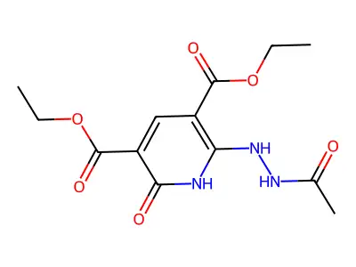 Diethyl 6-(2-acetylhydrazino)-2-oxo-1,2-dihydro-3,5-pyridinedicarboxylate structure