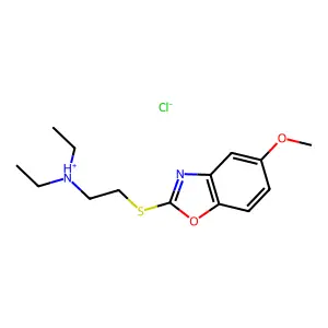 Benzoxazole, 2-((2-(diethylamino)ethyl)thio)-5-methoxy-, monohydrochloride structure