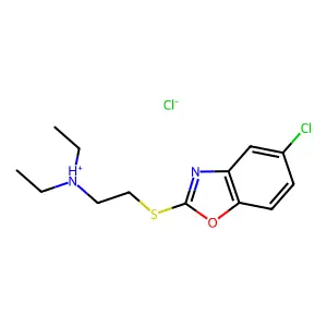 Benzoxazole, 5-chloro-2-((2-(diethylamino)ethyl)thio)-, monohydrochloride structure