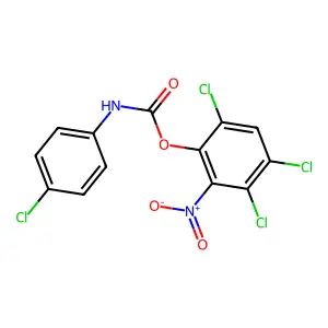 Phenol, 2-nitro-3,4,6-trichloro-, p-chlorocarbanilate structure