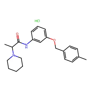 alpha-Methyl-3'-((p-methylbenzyl)oxy)-1-piperidineacetanilide monohydrochloride structure