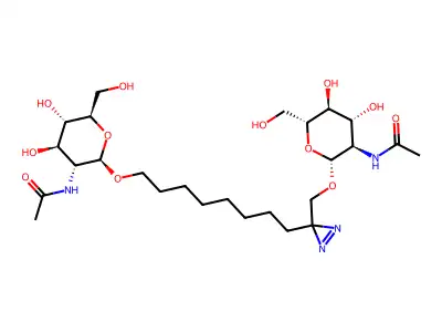 1,10-di-O-(2-acetamido-2-deoxyglucopyranosyl)-2-azi-1,10-decanediol structure